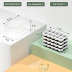 DOQAUS Ice Cube Tray with Lid and Bin - 4 Pack Silicone Ice Cube Trays for Freezer, Stackable Ice Bucket Kits with Storage Container & Scoop for Kitchen