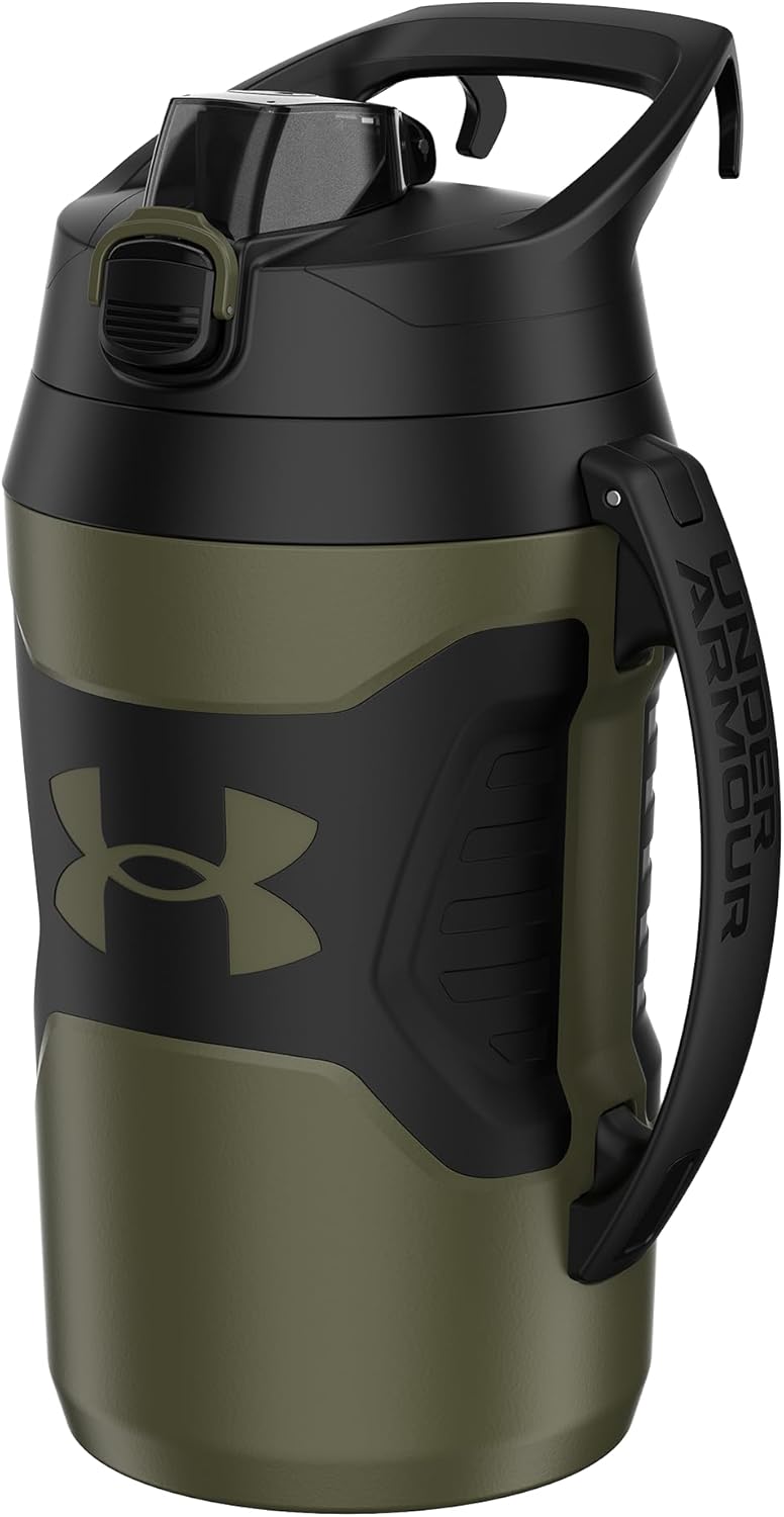 Insulated Water Bottle with Handle & Fence Hook, Half Gallon Sports Water Jug, Leak-Resistant & BPA-Free for Baseball, Football & Gym