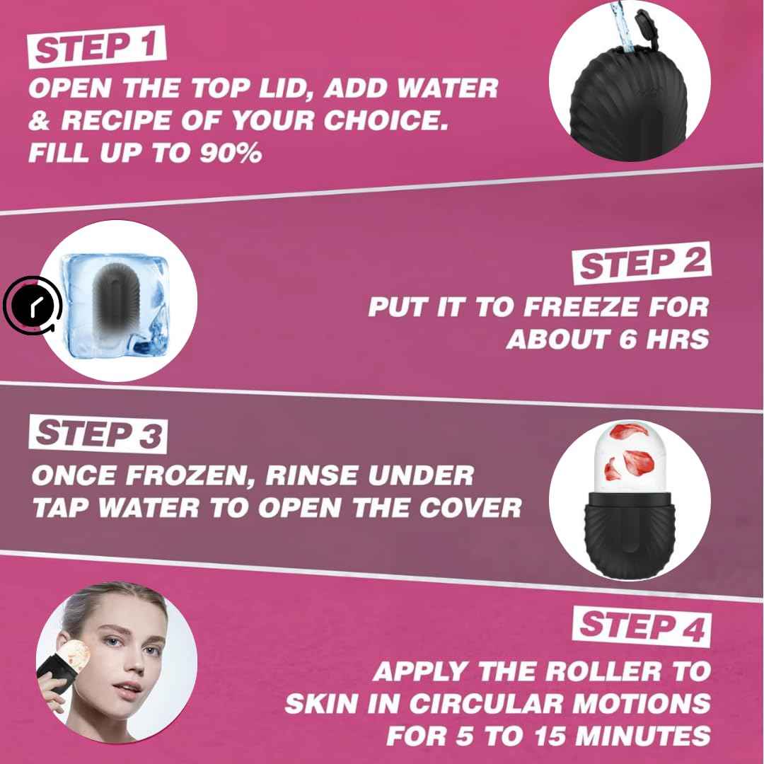 Ice Roller for Face & Eyes – Facial Ice Roller for Under Eye Puffiness, Reusable Silicone Ice Face Roller Massager for Skin Tightening, Pore Shrinking & Cooling Skincare Tool