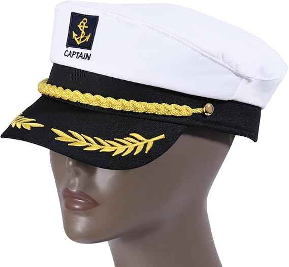 Adult Yacht Captain Hat White Sailor Hat for Women Men Yacht Boat Sailor Captain Cap Marine Admiral Costume Party Cosplay Accessory