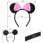 20 Pack Mouse Ears Solid Bow ears Headband for Birthday Party Supplies and Mouse Themed costume Cosplay Decoration