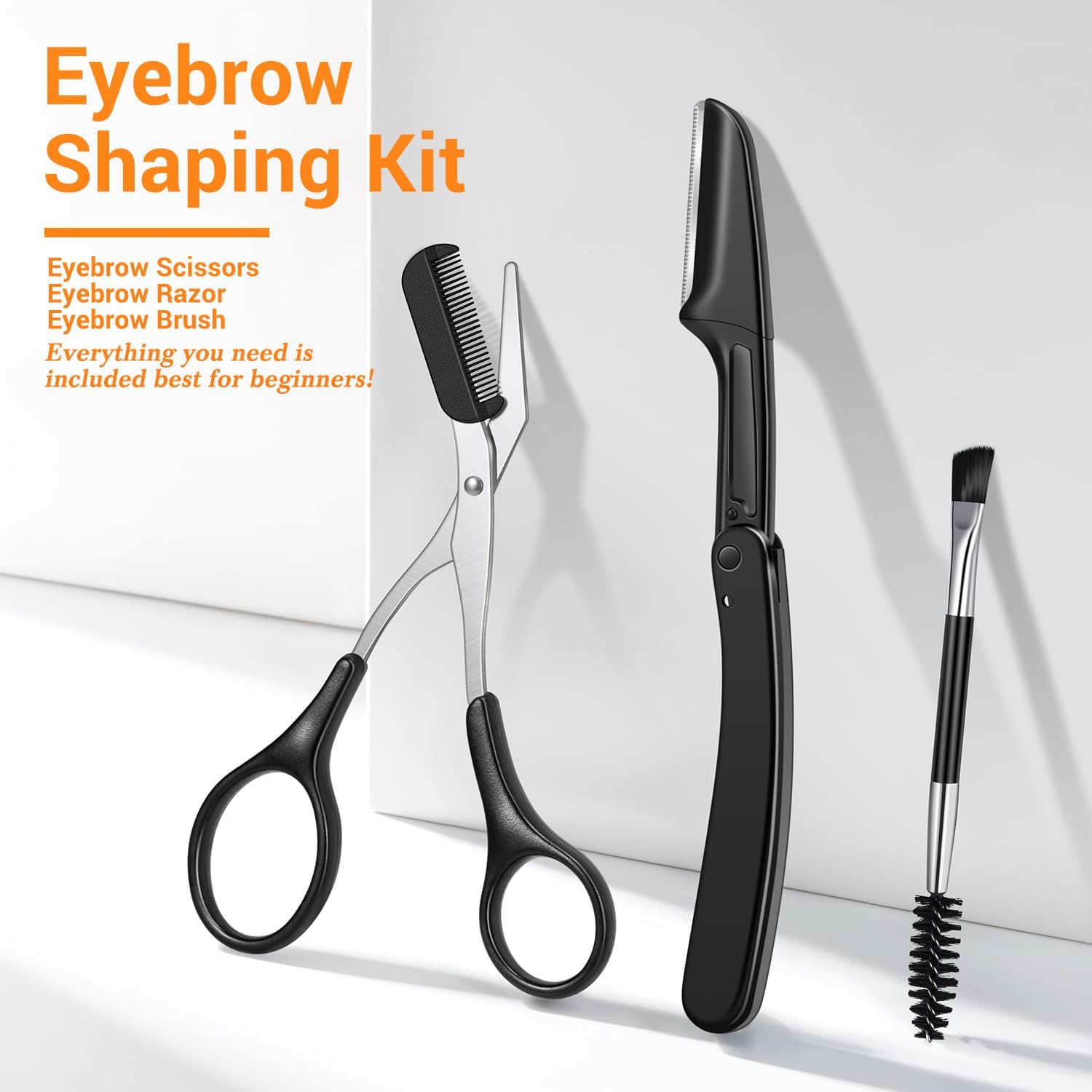 TsMADDTs Tweezers for Women Facial Hair, 8 in 1 Eyebrow Kit with Tweezers, Eyebrow Trimmer Scissors, Razor, Brush with Travel Bag, Hair Plucking Daily Beauty Tools