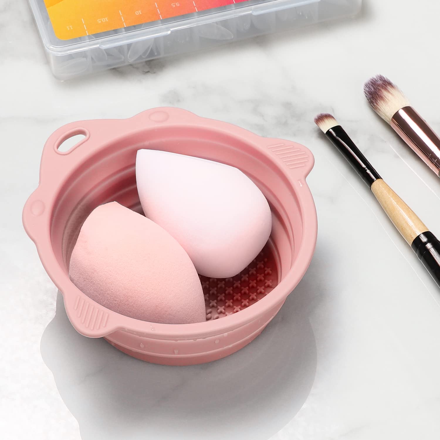 Makeup Brush Cleaner, Etercycle Foldable Silicone Brush Cleaner Bowl Srubber, Portable Washing Tools for Makeup Brush,Powder Puff,Sponge