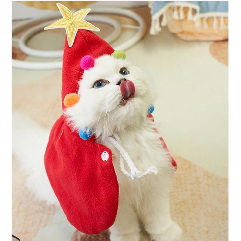 ANIAC Pet Christmas Costume – Cozy Cloak & Hat Set for Cats and Small Dogs