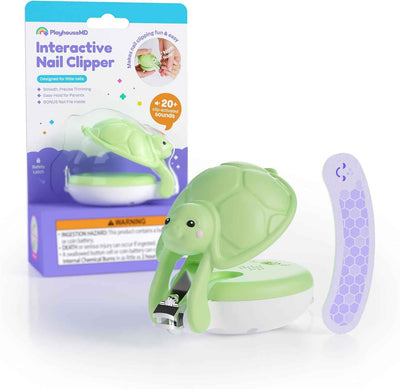 Playhouse MD Interactive Baby Nail Clipper for Newborn, Infant & Toddler - Ergonomic Nail Trimmer with Safety Latch, 20+ Optional Sounds, Bonus Nail File, Baby Nail Care Kit