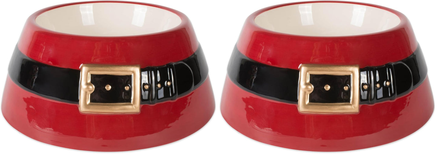 Pet Christmas Ceramic Bowl – Santa Red Food & Water Dish for Cats & Dogs