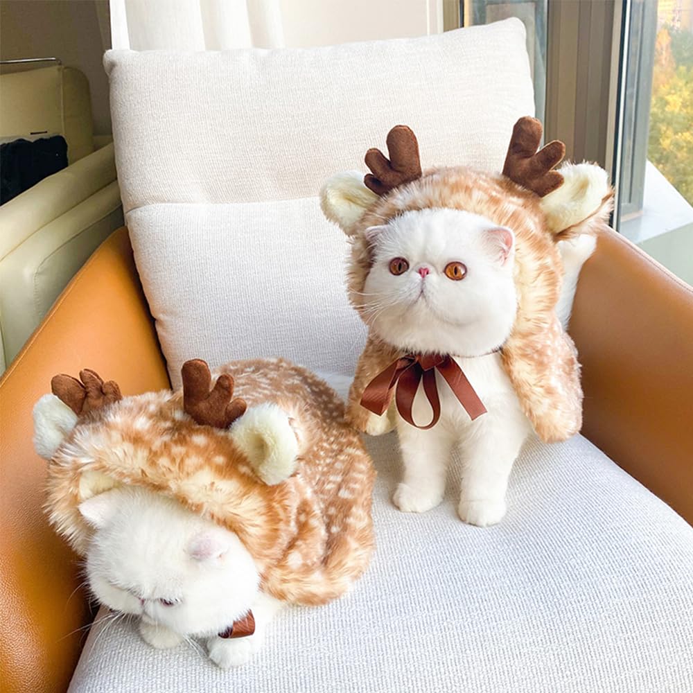 ANIAC Pet Christmas Costume – Cozy Cloak & Hat Set for Cats and Small Dogs