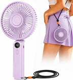 Portable Handheld Fan, 10000mAh Rechargeable Personal Fan for 40H, 6-Inch Ultra Quiet Foldable Hand Fan, 5-Speed Gentle Airflow Battery Operated Fans for Travel Outdoor Lash Makeup Gifts for Women