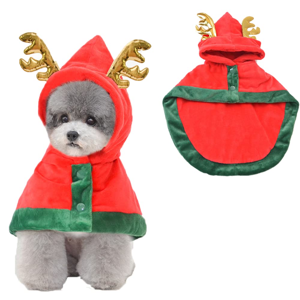 ANIAC Pet Christmas Costume – Cozy Cloak & Hat Set for Cats and Small Dogs