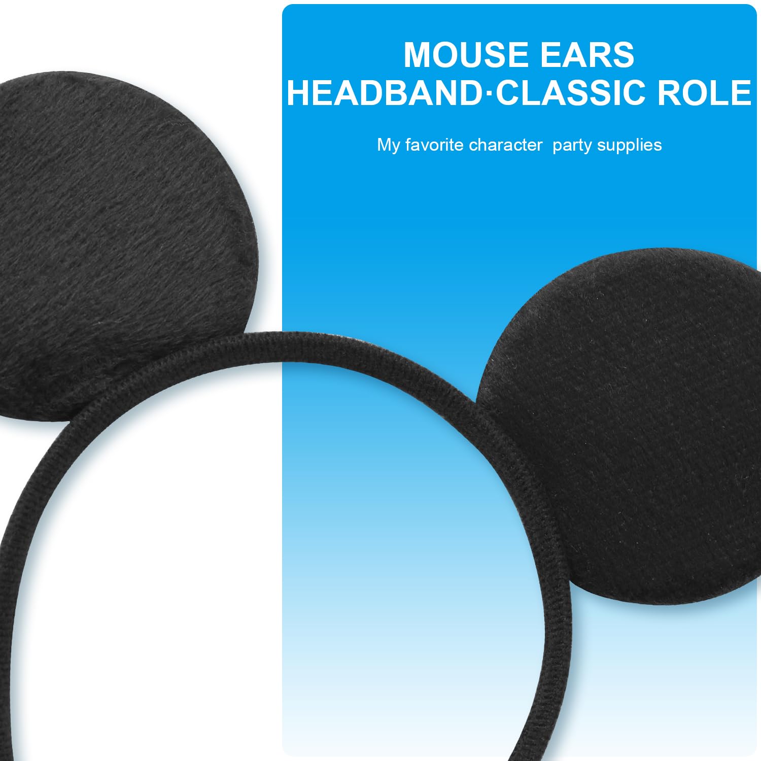 20 Pack Mouse Ears Solid Bow ears Headband for Birthday Party Supplies and Mouse Themed costume Cosplay Decoration