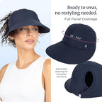 Ponyflo Sunblocker Wide Brim Hat, Patented Women’s Ponytail Sun Hat for Adults, UPF 50 Sun Protection