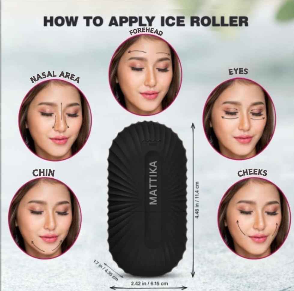 Ice Roller for Face & Eyes – Facial Ice Roller for Under Eye Puffiness, Reusable Silicone Ice Face Roller Massager for Skin Tightening, Pore Shrinking & Cooling Skincare Tool