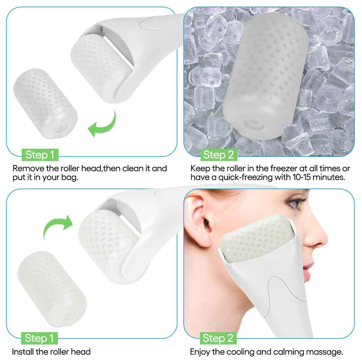 Fronnor Ice Roller for Face,Eyes,Facial Massager Tool,Soothing Skin Care Tool,Cooling Skincare Device for Puffiness,At-Home Spa Gift for Women