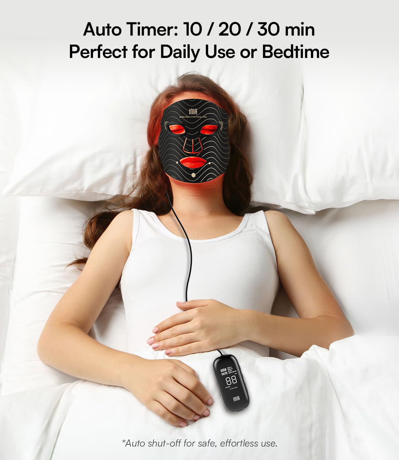 Red Light Therapy Mask for Face – 4 Light Modes with 850nm NIR, Red & Blue LED Light Therapy, 2600mAh Rechargeable LED Face Mask for Radiant Glow at Home