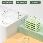 DOQAUS Ice Cube Tray with Lid and Bin - 4 Pack Silicone Ice Cube Trays for Freezer, Stackable Ice Bucket Kits with Storage Container & Scoop for Kitchen