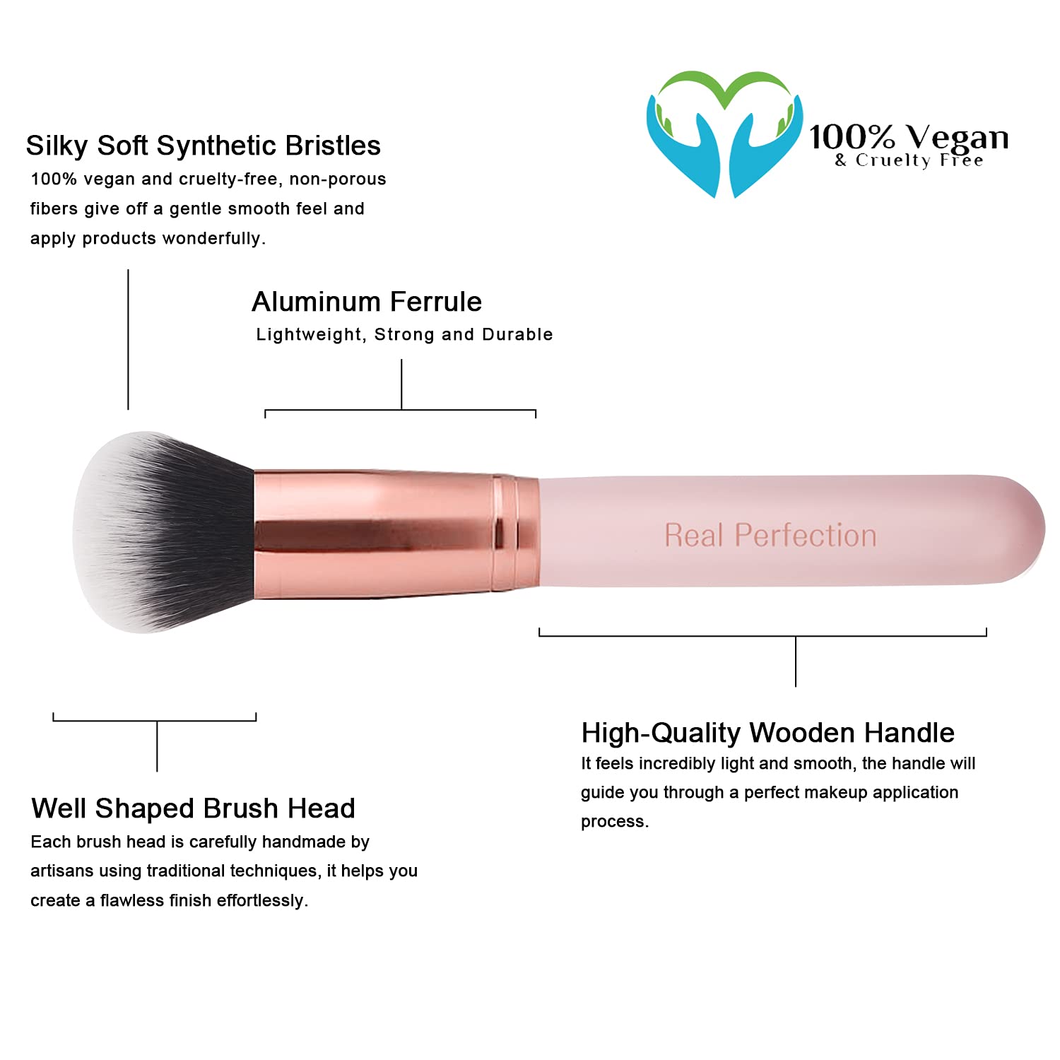Real Perfection Makeup Brush Set 16 Pcs with 1 Eyebrow Razor Premium Synthetic Foundation Powder Concealers Eyeshadow Blush Makeup Brushes Make up Brushes Kit