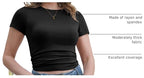 CE' CERDR 3/5 Pack Womens T Shirts Short Sleeve Workout Tops Basic Tees | Crew Neck, Fitted Plain Tshirts, Stretchy Undershirt, Casual Going Out Gym, Summer Layering Clothes, Y2K Crop Tops