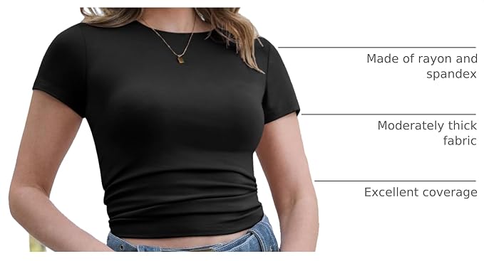CE' CERDR 3/5 Pack Womens T Shirts Short Sleeve Workout Tops Basic Tees | Crew Neck, Fitted Plain Tshirts, Stretchy Undershirt, Casual Going Out Gym, Summer Layering Clothes, Y2K Crop Tops
