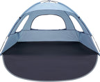 WhiteFang Beach Tent Anti-UV Portable Sun Shade Shelter for 3 Person, Extendable Floor with 3 Ventilating Mesh Windows Plus Carrying Bag, Stakes and Guy Lines