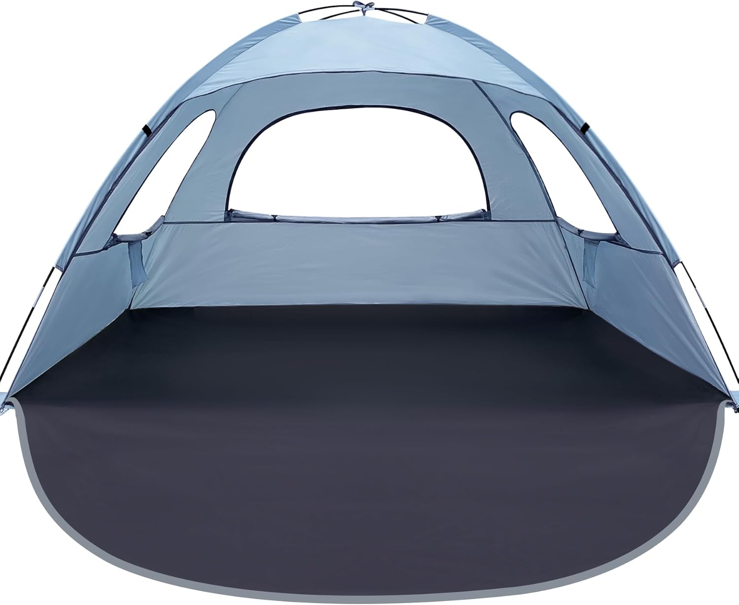 WhiteFang Beach Tent Anti-UV Portable Sun Shade Shelter for 3 Person, Extendable Floor with 3 Ventilating Mesh Windows Plus Carrying Bag, Stakes and Guy Lines