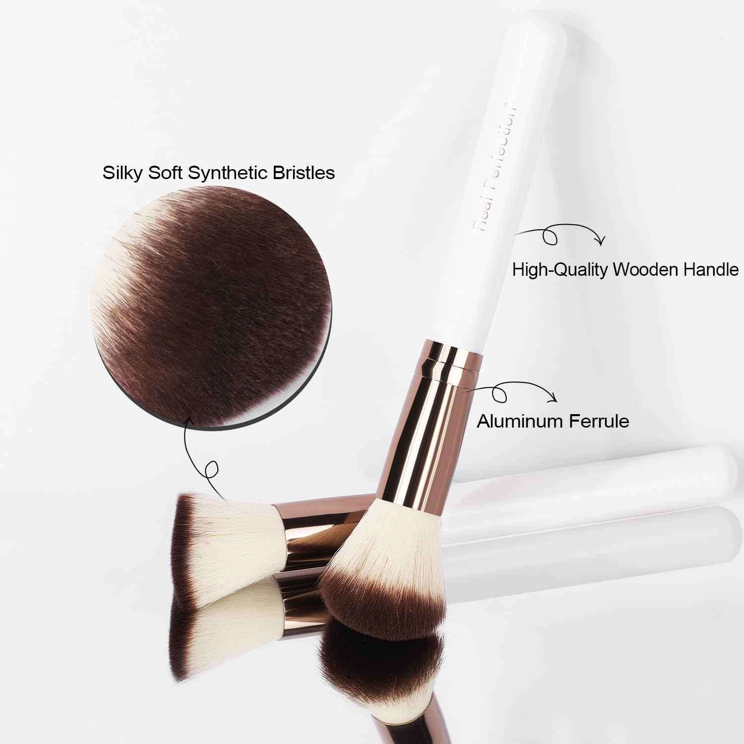 Real Perfection Makeup Brush Set 16 Pcs with 1 Eyebrow Razor Premium Synthetic Foundation Powder Concealers Eyeshadow Blush Makeup Brushes Make up Brushes Kit