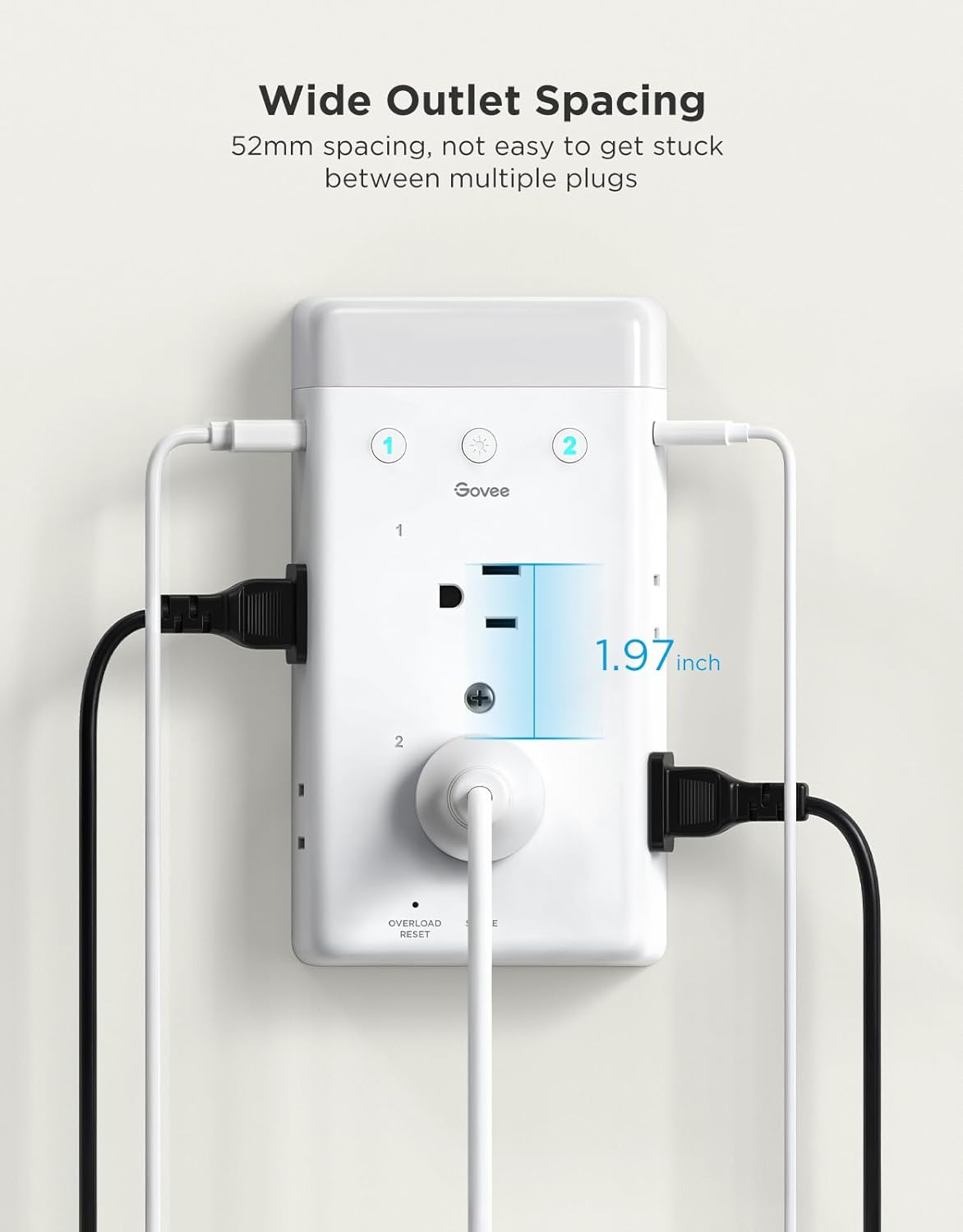 Govee Smart Plug Outlet Extender, 3-Sided Power Strips with RGB Night Light | Power Strips with 2 Smart Outlets & 2 USB Ports, APP and Voice Control, Surge Overload Protection for Home Office