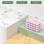 DOQAUS Ice Cube Tray with Lid and Bin - 4 Pack Silicone Ice Cube Trays for Freezer, Stackable Ice Bucket Kits with Storage Container & Scoop for Kitchen