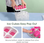 DOQAUS Ice Cube Tray with Lid and Bin - 4 Pack Silicone Ice Cube Trays for Freezer, Stackable Ice Bucket Kits with Storage Container & Scoop for Kitchen