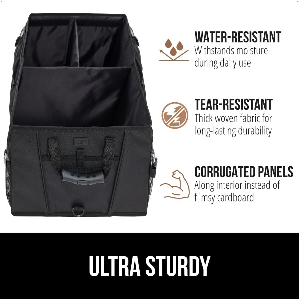 GORILLA GRIP Trunk Organizer for SUV and Cars, Large Capacity Collapsible Car Trunk Storage Organizer, Heavy Duty Car Accessories, Gifts for Mom and Dad, Slip & Water Resistant Multi Compartment