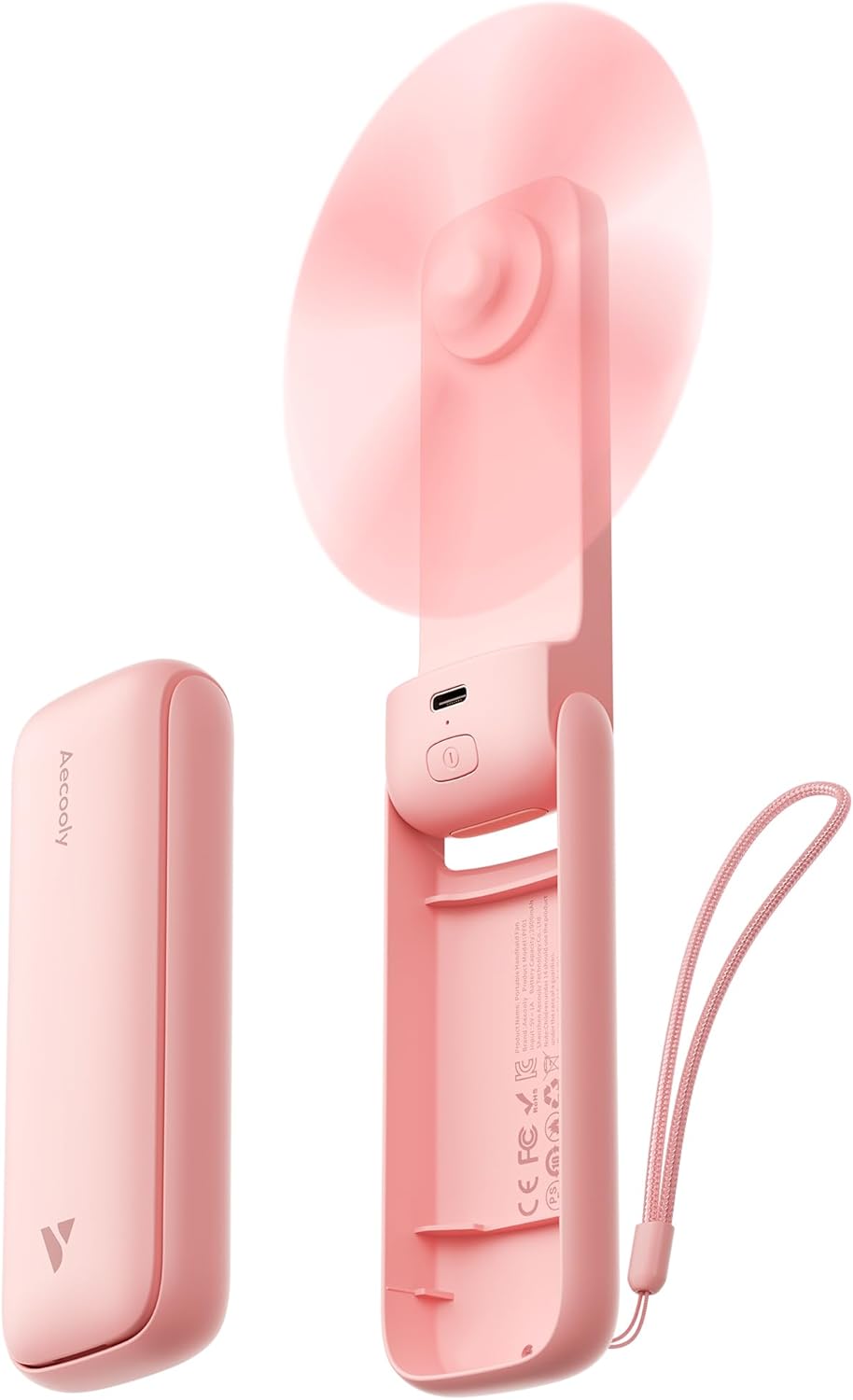 Aecooly Slim Portable Fan, Thin Handheld Fan, USB Rechargeable Mini Personal [24H Max Cooling Time], Battery Powered Small Foldable Pocket for Travel, Summer, Gifts for Women, Girls
