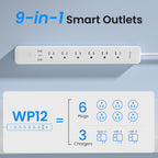 GHome Smart Power Strip, WiFi Surge Protector with 6 Individually Controlled Outlets, 3 USB Ports (2 USB-A and 1 USB-C), Compatible with Alexa & Google Home, Flat Plug, for Home Office