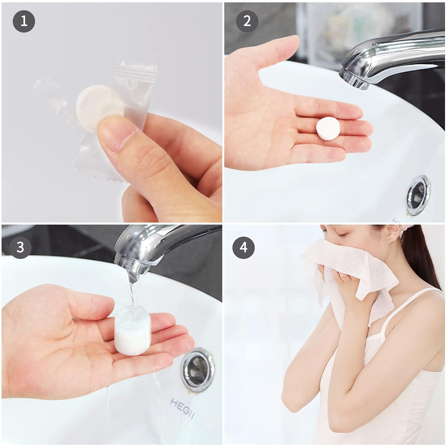 Classycoo Compressed Towel - Mini Tablets Disposable Portable Face Towel Coin Tissue for Travel, Camping, Hiking, Sport,Beauty Wipes, Outdoor Activities