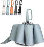 QWB Inverted Umbrella with Carabiner Handle, Compact Wind Proof Umbrellas For Rain and Sun Protection, Portable Reverse Folding Umbrella, Car Umbrella for Women Men, 10 Ribs