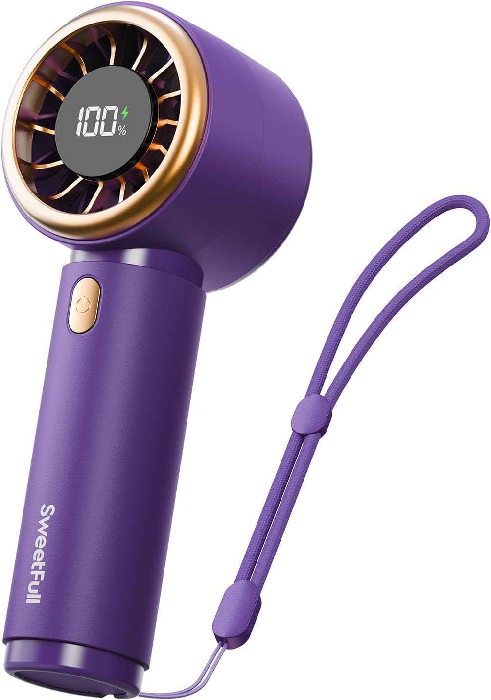 SWEETFULL Mini Fan Portable - Cute Handheld Turbo Fan with Rechargeable Battery, 5 Speeds, Small Hand Personal Travel Essentials for Women, Girls, Kids, Lash, Makeup