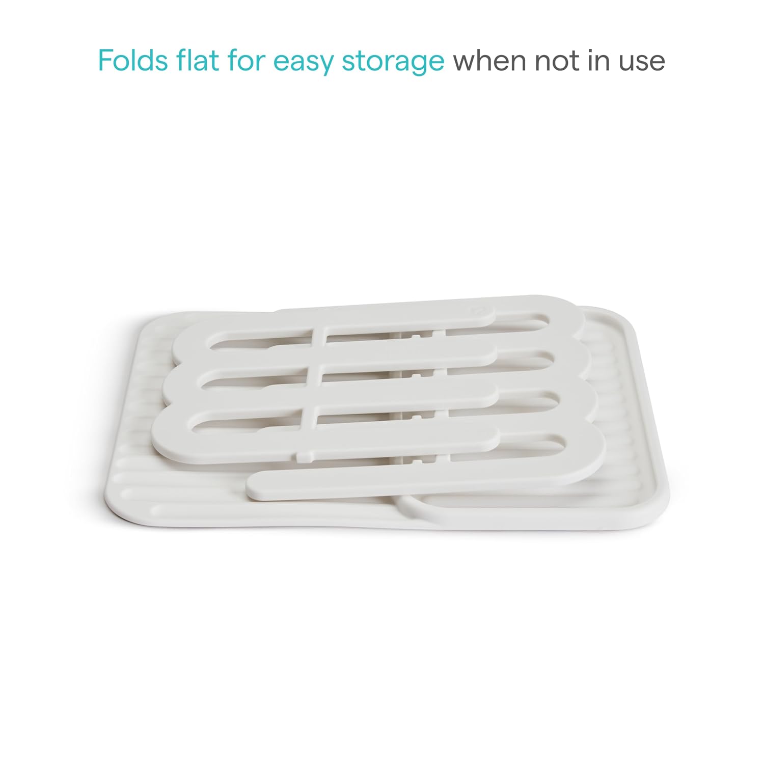 Munchkin Bottle Drying Rack and Mat, Holds 8 Bottles, Pump Parts, Pacifiers, & Accessories, Space Saving Folding Design, Home and Travel Use, Silicone, White