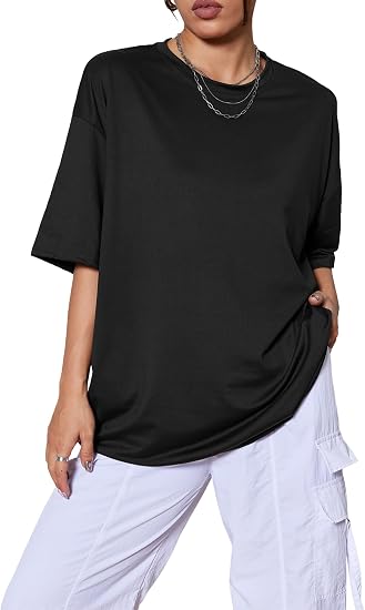 Kinglaman 5 Pack Womens Oversized T Shirts Workout Short Sleeve Summer Tops | Loose fit plus size crew neck tee, Baggy, Casual daily summer wear