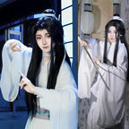 Xie Lian Cosplay Hanfu Costume, White Cotton Robe, Ancient Chinese Style