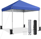 10x10 Pop Up Canopy, Portable Instant Canopy Tent with Carry Bag, 4 Sandbags and 8 Stakes for Outdoor Events, Parties & Camping