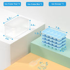 DOQAUS Ice Cube Tray with Lid and Bin - 4 Pack Silicone Ice Cube Trays for Freezer, Stackable Ice Bucket Kits with Storage Container & Scoop for Kitchen