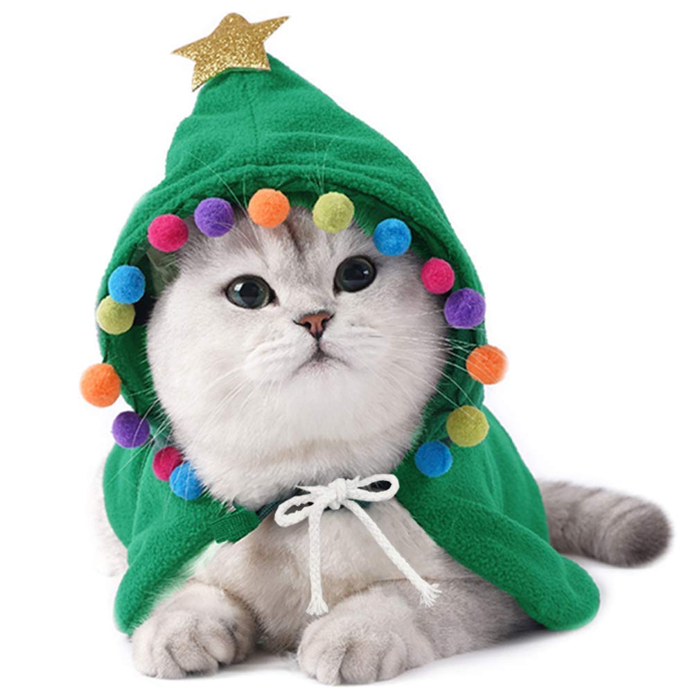 ANIAC Pet Christmas Costume – Cozy Cloak & Hat Set for Cats and Small Dogs