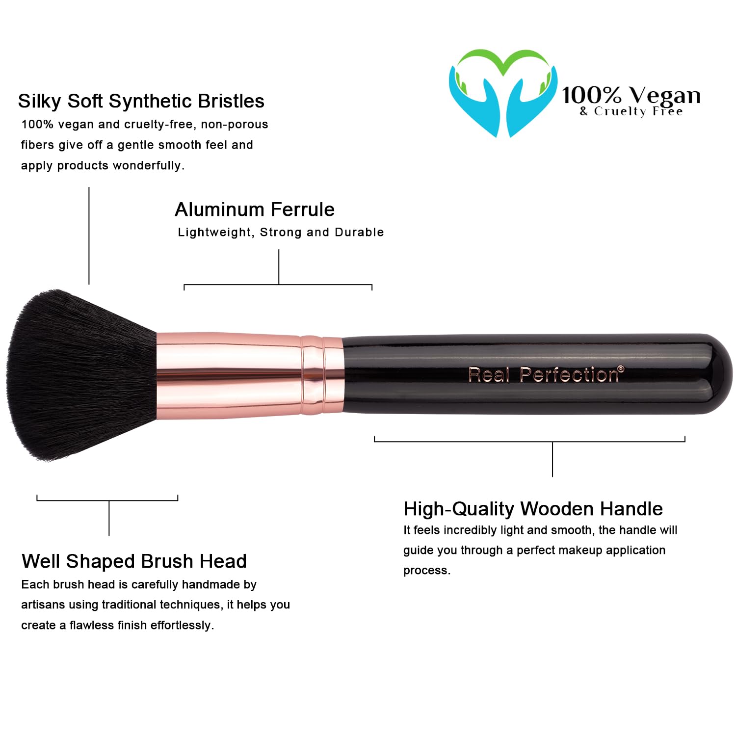 Real Perfection Makeup Brush Set 16 Pcs with 1 Eyebrow Razor Premium Synthetic Foundation Powder Concealers Eyeshadow Blush Makeup Brushes Make up Brushes Kit