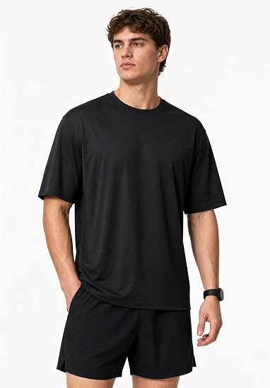 Kinglaman 1/5 Pack Men's Workout Gym Shirts Dry Fit Short Sleeve T-Shirts | Quick Dry Fabric, Breathable Mesh, Moisture Wicking, Athletic Regular Fit, for Training, Running, All Sports Activities