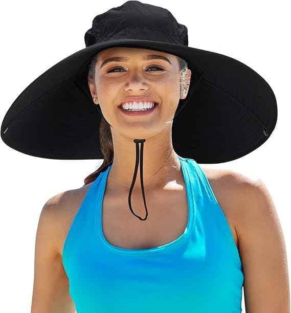 Leotruny Women Super Wide Brim Sun Hat UPF50+ Waterproof Bucket Hat for Fishing, Hiking, Camping