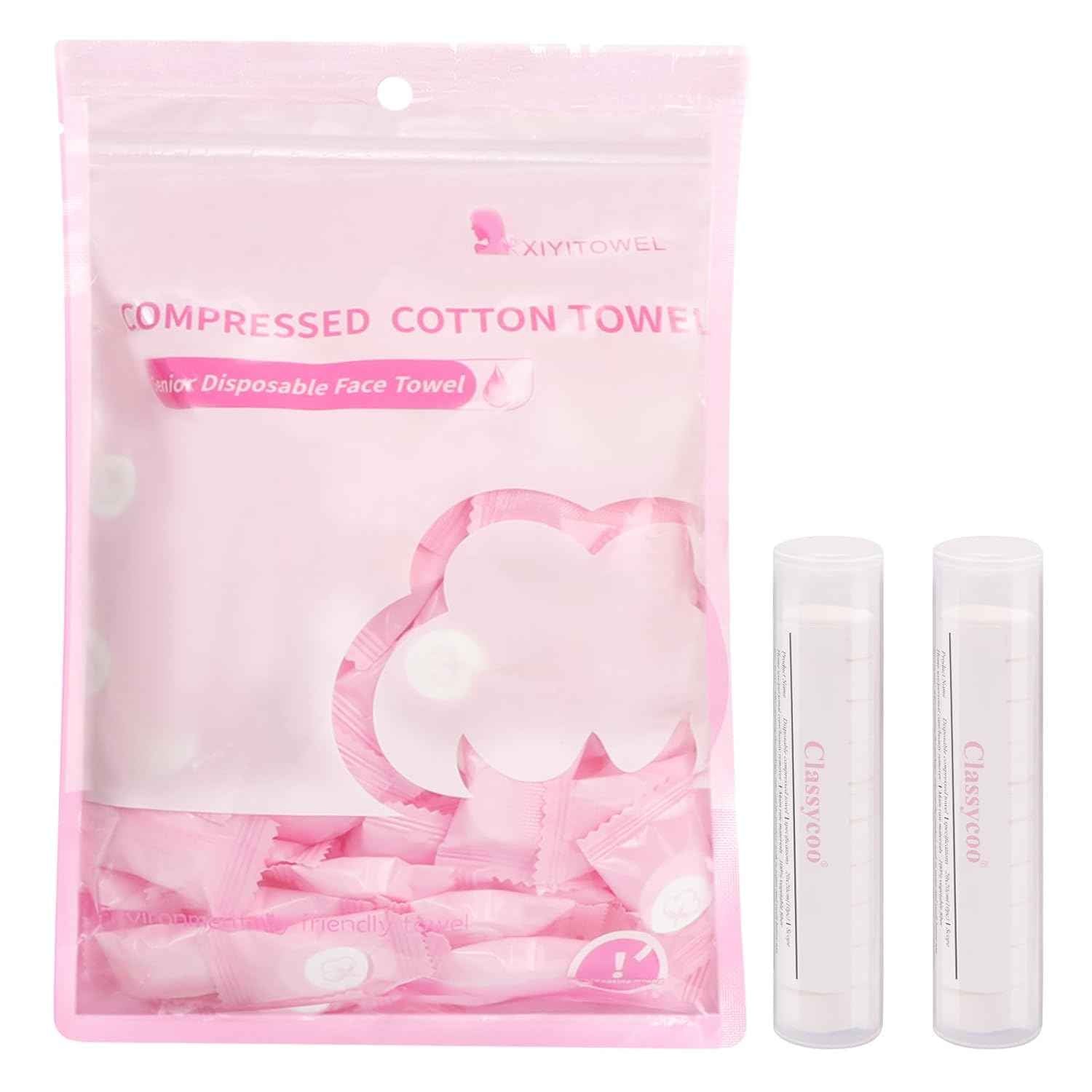Classycoo Compressed Towel - 200 PCS Mini Tablets Disposable Portable Face Towel Coin Tissue for Travel, Camping, Hiking, Sport,Beauty Wipes, Outdoor Activities