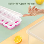 DOQAUS Ice Cube Tray with Lid and Bin - 4 Pack Silicone Ice Cube Trays for Freezer, Stackable Ice Bucket Kits with Storage Container & Scoop for Kitchen