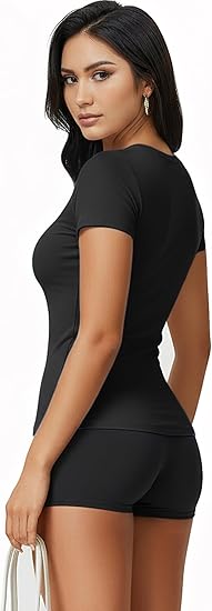Kinglaman 1/5 Pack Women's Short Sleeve Basic T Shirts Tees Slim Fit Tops | Soft plain fabric, Trendy 2026 basic, Crew neck tees, Fitted summer casual workouts