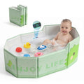 Orzbow Collapsible Baby Bathtub with Temperature Sticker, Portable Toddler Bathtub with Side Drain Plug, Travel Baby Bath Tub for 6 Months+, Easy to Clean, Stable & Durable, Folds to Store, Green