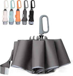 QWB Inverted Umbrella with Carabiner Handle, Compact Wind Proof Umbrellas For Rain and Sun Protection, Portable Reverse Folding Umbrella, Car Umbrella for Women Men, 10 Ribs