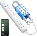 GHome Smart Power Strip, WiFi Surge Protector with 6 Individually Controlled Outlets, 3 USB Ports (2 USB-A and 1 USB-C), Compatible with Alexa & Google Home, Flat Plug, for Home Office