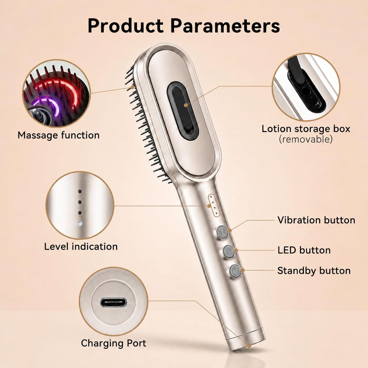 Dayln Electric Scalp Massager Hair Oil Applicator, Cordless Vibration Head Massager, Red Light Hair Brush, Deep Clean Comb for Home & Travel Silver